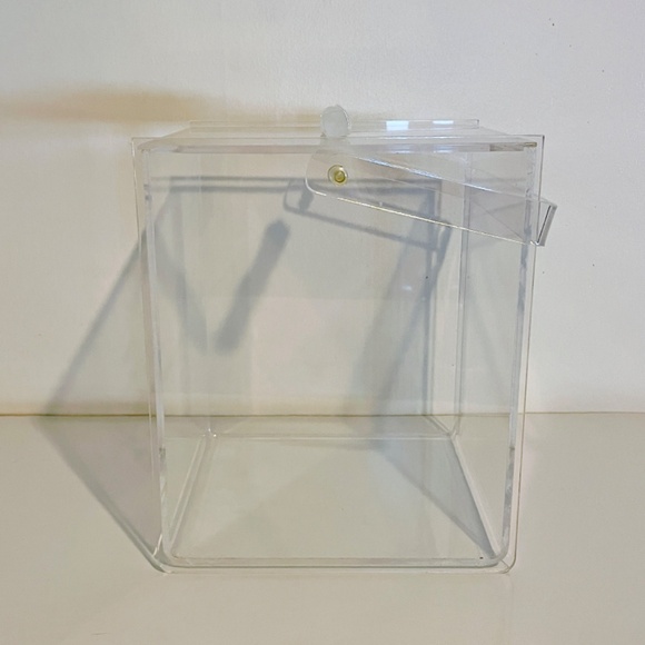 Clear Transparent Lucite Acrylic Rectangular Lidded Box with Handle Vintage MCM - Picture 5 of 17